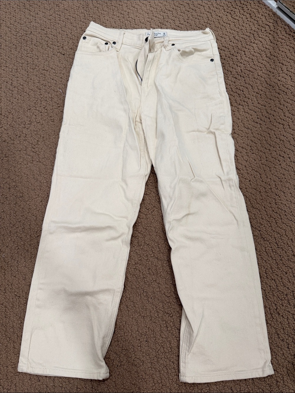 Abercrombie & Fitch High-Rise Cream Jeans